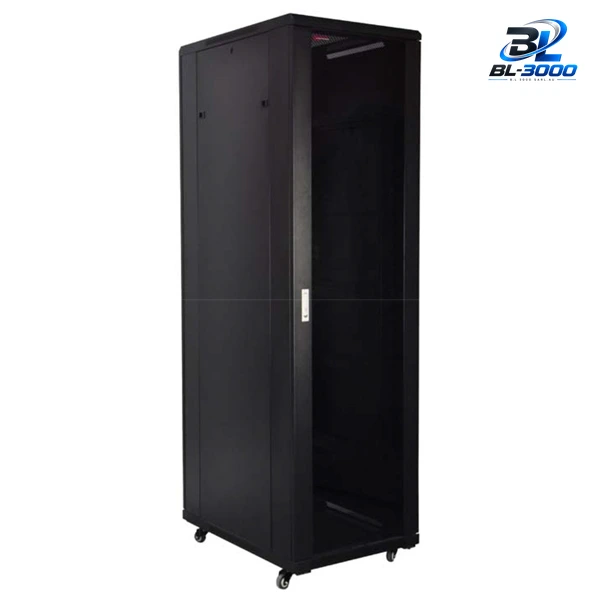 Armoire informatique 27U,  600x800 avec porte avant en verre